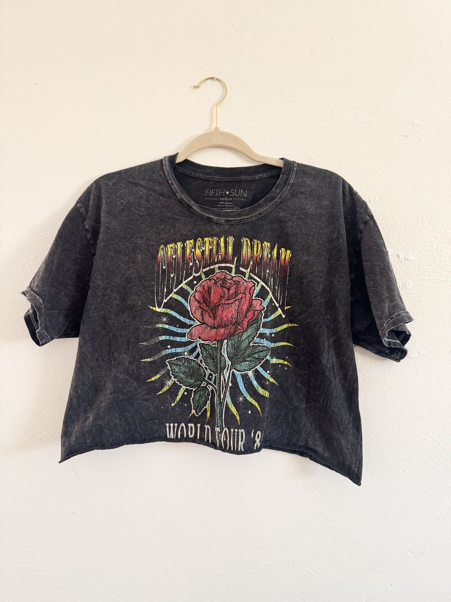 Acid Wash Cropped Tee Size Medium