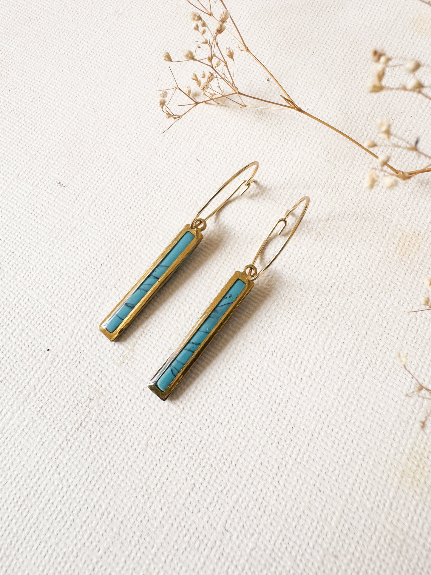 Turquoise Bar Hoops