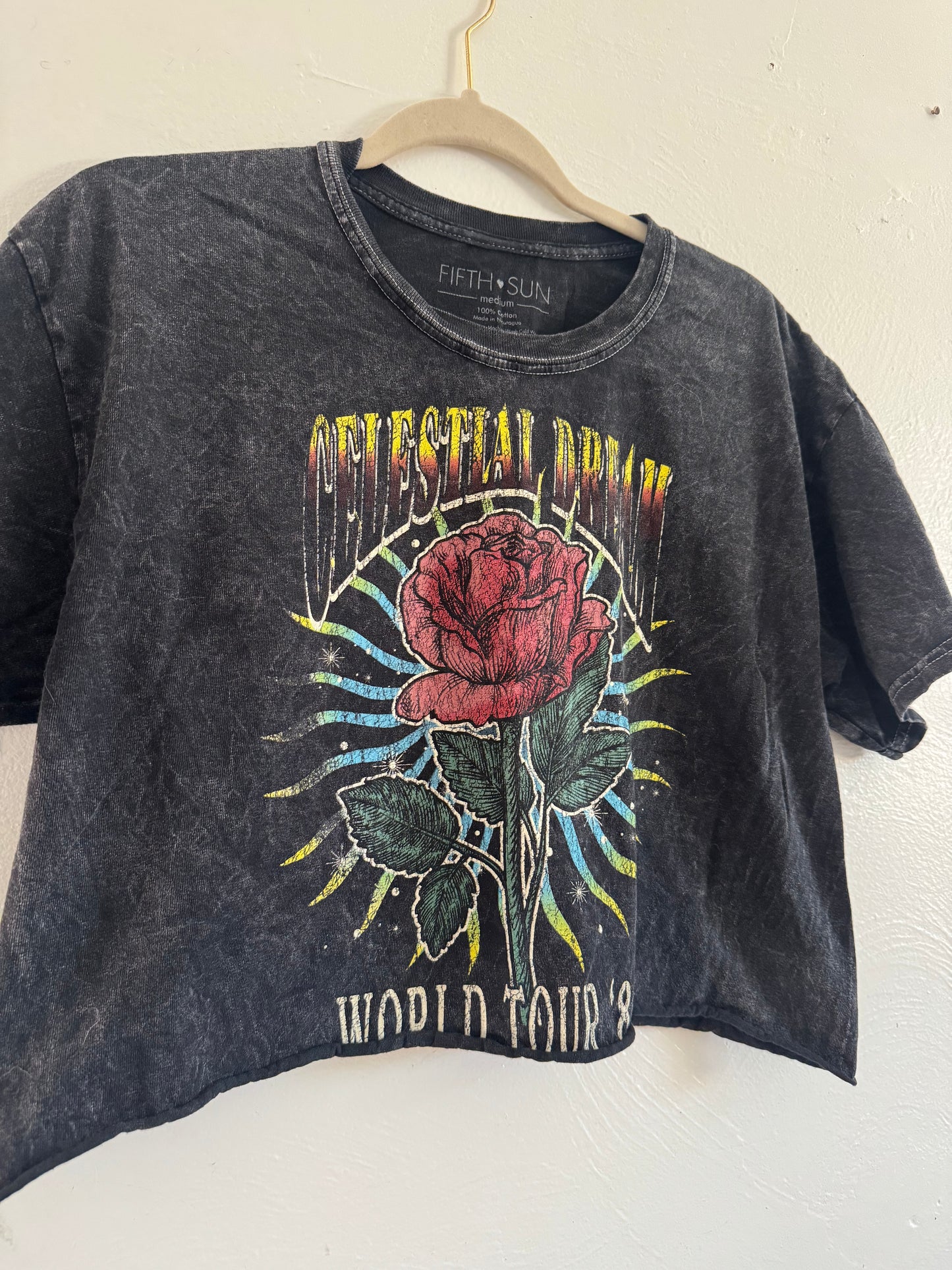Acid Wash Cropped Tee Size Medium