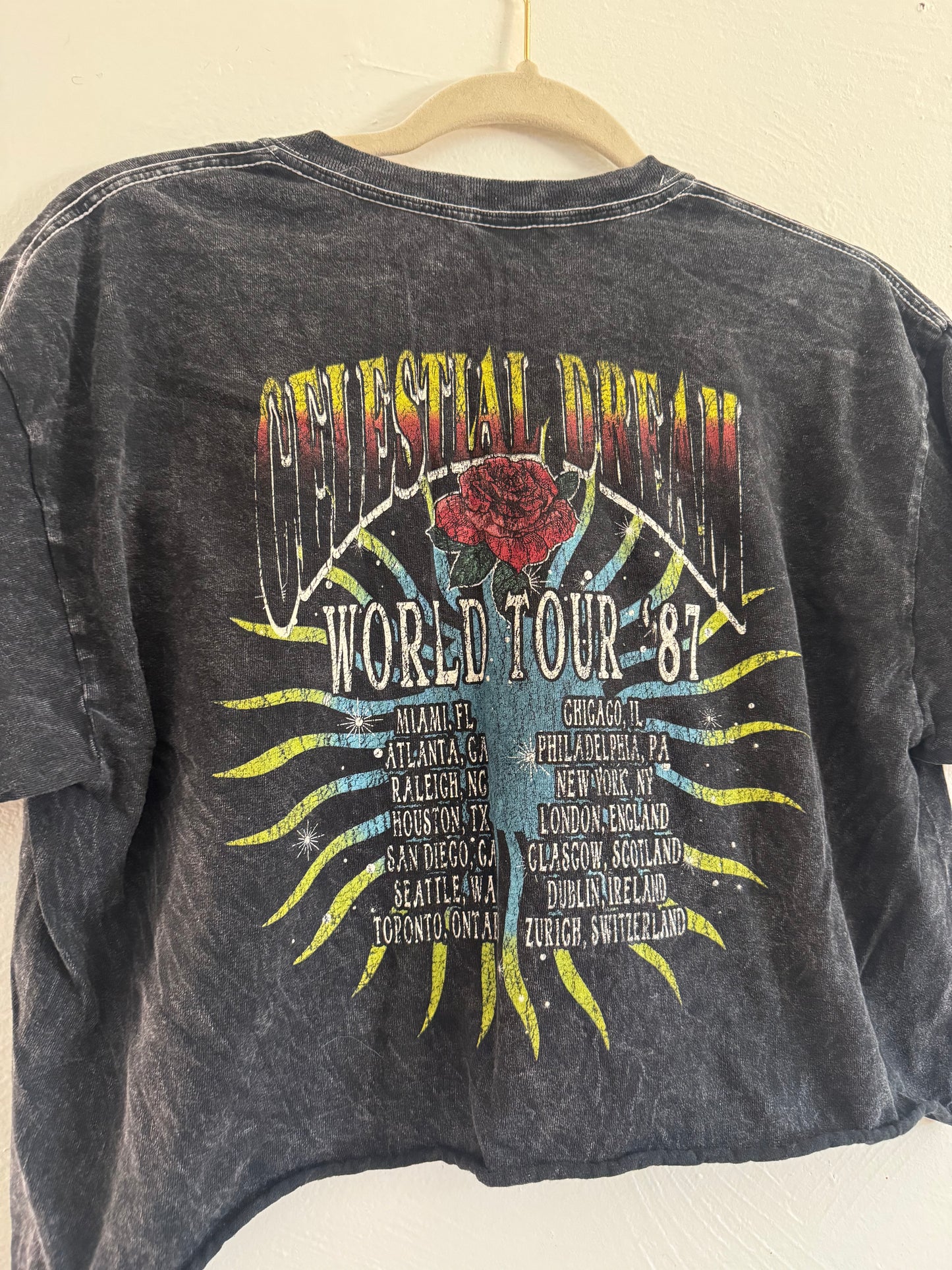 Acid Wash Cropped Tee Size Medium