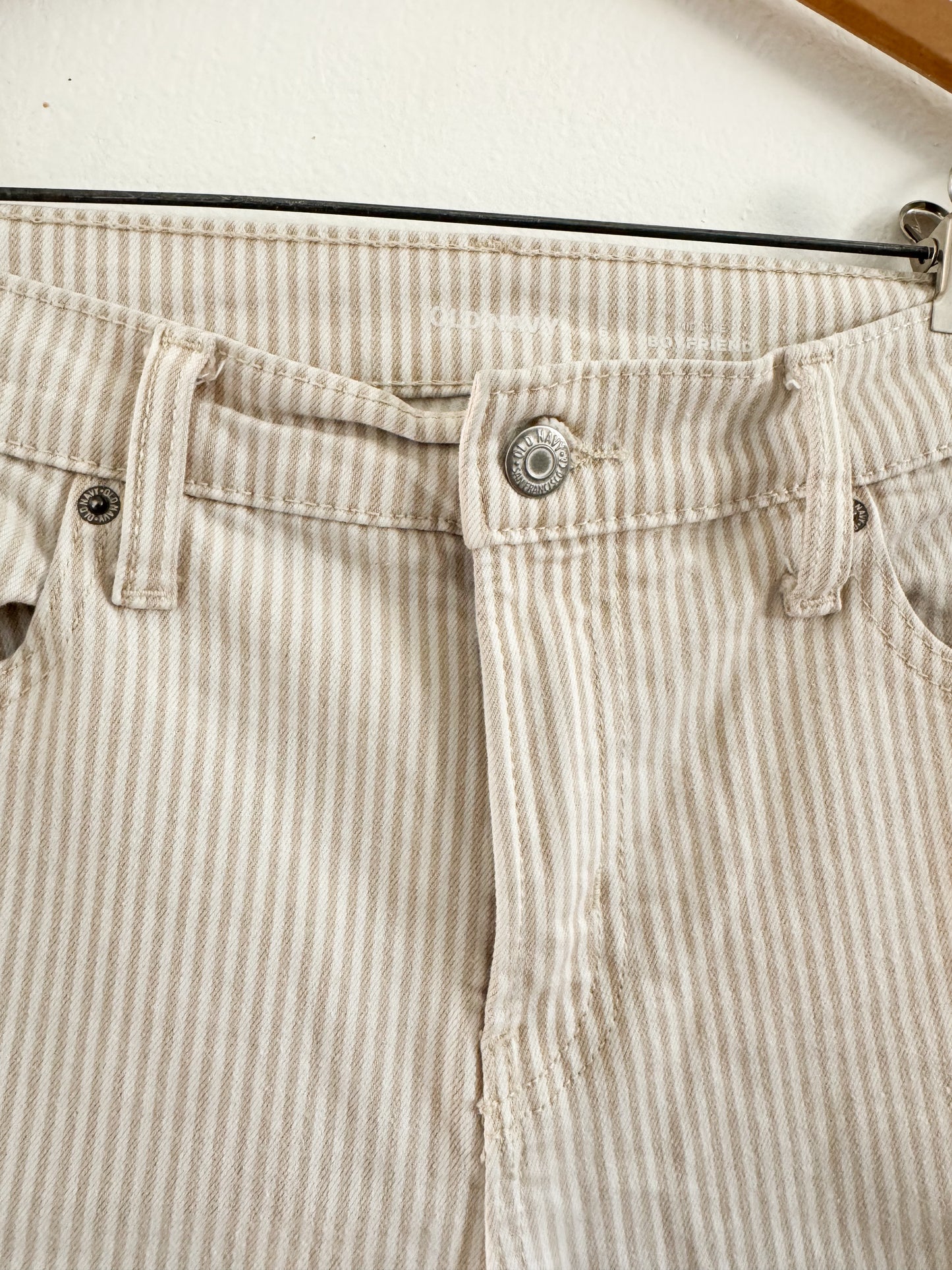 Old Navy Cream & Tan Stripe Pants Size 6