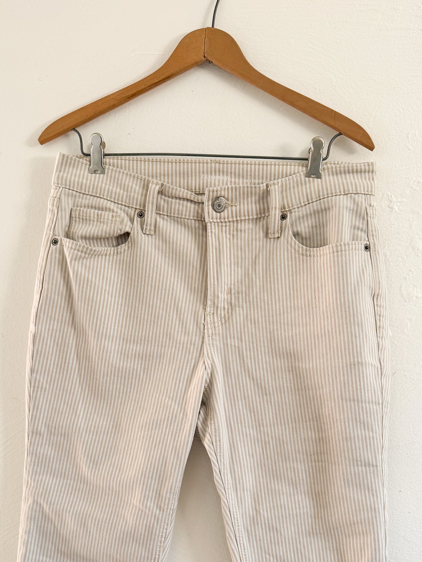 Old Navy Cream & Tan Stripe Pants Size 6