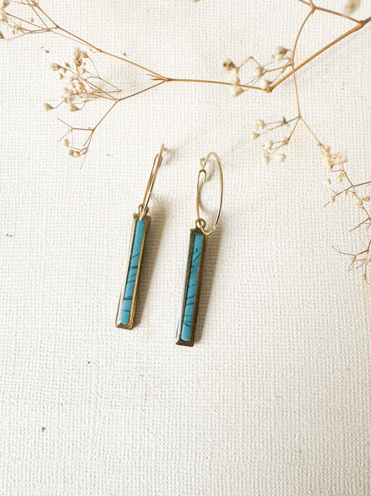 Turquoise Bar Hoops