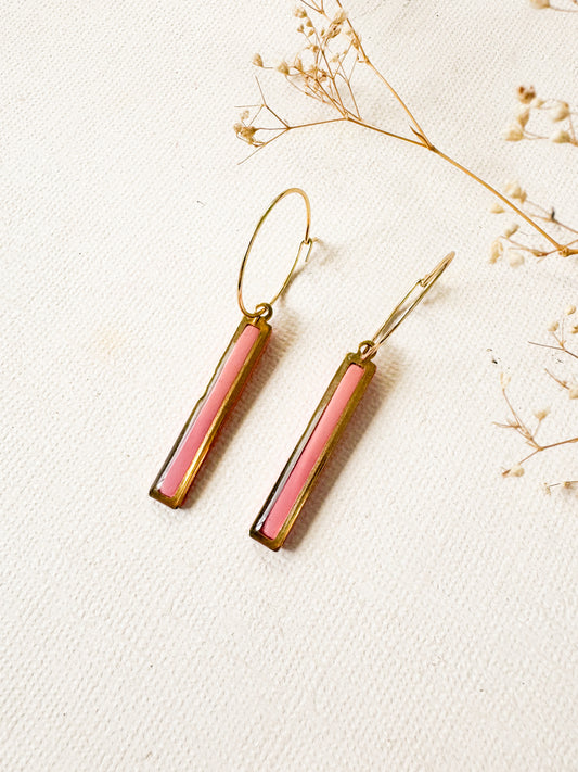 Pink & Orange Ombré Bar Hoops