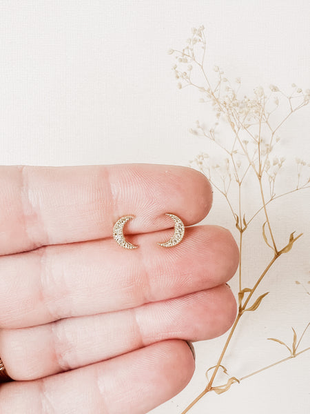 Gold Filled Moon Studs